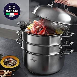 까사니 쿠치나 IH 3단스티머 32cm 찜기 스텐 인덕션 대용량 대형 대게 수육 고기 랍스터 찜솥