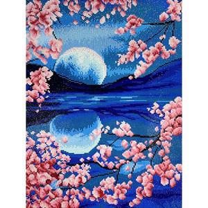 [OFM65R4Q]벚꽃야경  패브릭  보석십자수 40x60