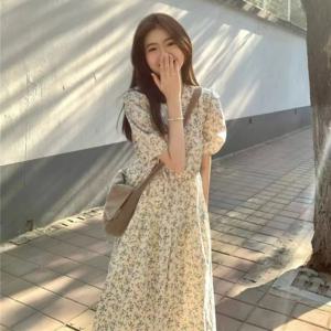 봄신상 플라워 반팔 미디원피스 여친룩 데이트 러블리 페미닌 벚꽃놀이 여리