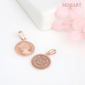 [미니아트] 14K GOLD 로즈골드 엘리자베스 코인 펜던트