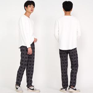 체크 남자 융털 겨울 기모 바지  