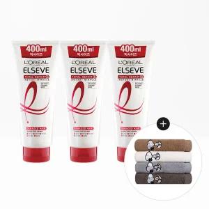 [로레알파리] 토탈리페어5 미라클 헤어팩 400ml 3개+스누피 타올 1장(랜덤)