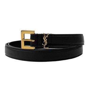 [더팩토리](당일) 25SS 생로랑 YSL 모노그램 CASSANDRE 로고 그레인 슬림 벨트 / 블랙 브론즈 (554465 DTI0W 1000)