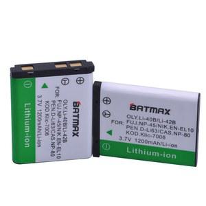 호환 충전기 Li-42B fuji Li NP-45 Li-40B NP 45A 용 EN-EL10 듀얼 Bateria 40B NP-45S 1200mAh 배터리 Batmax LED