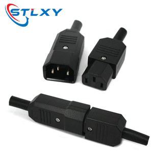 전원 10A 재배선 케이블 C13 직선 소켓 250V 커넥터 플러그 AC 블랙 C14 암수