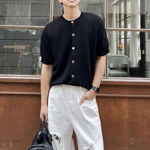 남자 반팔 라운드 가디건 얇은 남자 여름 가디건 쿨