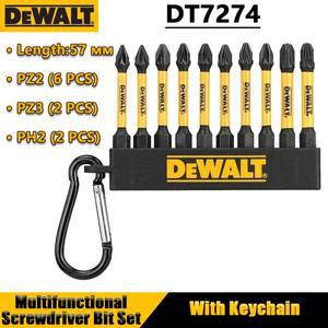 DEWALT DT7274 10pcs 57mm PZ2 PZ3 PH2 임팩트 스크루 드라이버 비트 세트 드릴 비트 고속 강철 나사 전동