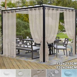 파티오 방수 Voile Sheer 야외 정원 커튼 Eyelets 디바이더 전망대 Pergola 패널 Tulle Net Window Drapes