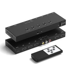 RuiPuo 4In to 2Out HDMI/AV 스위치(1 AV 입력 + 3 HDMI 2.0 입력) RCA 2Port 변환기(PS1/2/3/4/5, N64, SNES, 스위치, DVD, Roku 등).