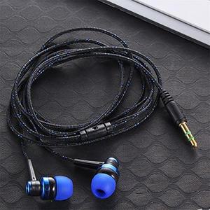 고 유선 이어폰 스테레오 나일론 직조 케이블 헤드셋 노트북 스마트폰 선물용 마이크 포함 3.5mm 1PC