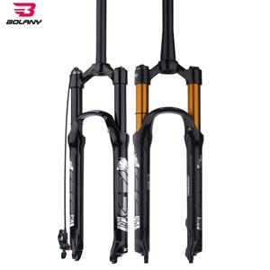 Bolany MTB 포크 마그네슘 합금 공기 압력 서스펜션 26 27.5 29 인치 어깨/와이어 제어 직선/원추형 튜브