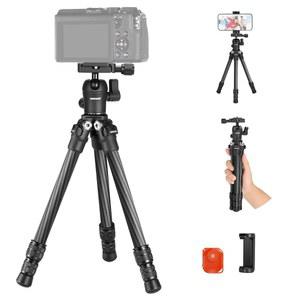 [미국배송] 니워 TP09 카본 파이버 DSLR 휴대폰 헤드가 아이폰용 웹캠용 삼각대 여행용 미니 스탠드 20인치 카메라 캠코더 비디오 컴팩트 경량 - 홀더 볼 리모컨 있는 데스크톱 테이블탑