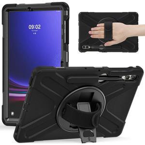 삼성 갤럭시 탭 S10+ X826 / S9 FE+ / S9+ / S8+ / S7+용 손목 스트랩 태블릿 케이스, 스크래치 방지 PC+실