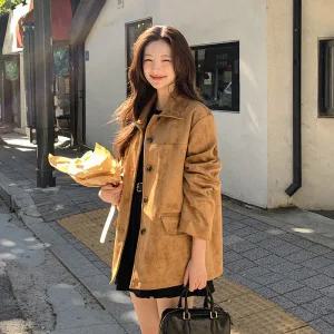 (고퀄리티/소장추천/프렌치무드) 라페트 스웨이드 싱글 하프 코트 자켓 jk2940