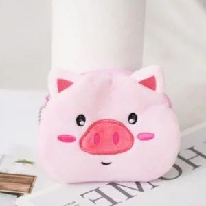 [콩심팥심]핑크 돼지 캐릭터 동물 동전지갑 미니 원형 파우치 여행지갑 동물 귀여갈색