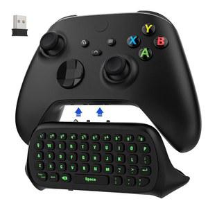 Xbox One 컨트롤러용 MoKo 그린 백라이트 키보드, Xbox Series X/S, USB 리시버 및 3.5mm 오디오 잭이 있는 무선 게임 채팅패드 키패드, Xbox One/One S/Elite/2 컨트롤러용 Xbox 액세서리, 블랙