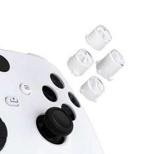 Xbox 코어 무선 컨트롤러용 익스트림레이트 ABXY 버튼, 투톤 카민 로봇 화이트 & 클리어 클래식 심볼 액션 버튼 Xbox One S/X, 엘리트 시리즈 2 코어 및 1 컨트롤러용 교체 프랫
