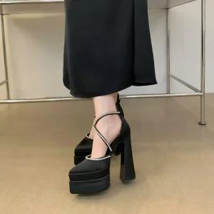 여성 킬힐 키높이 구두 힐 무대 가보시 댄스 스트랩 하이힐 12cm 12센치