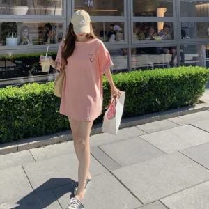 홀리데이 여자 반팔 티셔츠 오버핏 라운드 박스티