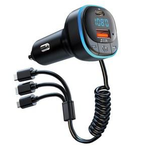 DS MM 무선 송신기가 충전기 키트 MP3 원터치 USB 플레이어 장착된 듀얼 차량용 케이블이 응답 FM 충전 IN