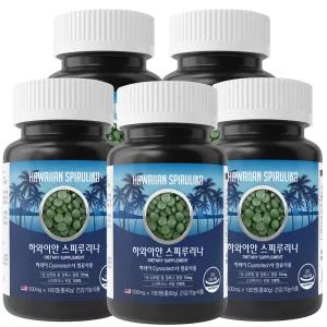 하와이안 스피루리나 원말 100% 180정 5통 15개월분 스피룰리나 하와이 하와이산 스피루니나 스피루나
