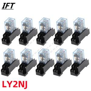 10 세트 LY2NJ 12VDC 110VAC 220VAC 코일 전원 미니 릴레이 8 핀 DPDT HH62P JQX-13F PTF08A 소켓 베이스