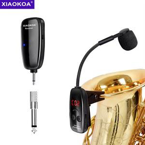 색소폰 무선 핀 마이크 XIAOKOA UHF 악기 수신기 송신기 160ft 범위 플러그 앤 플레이 트럼펫에