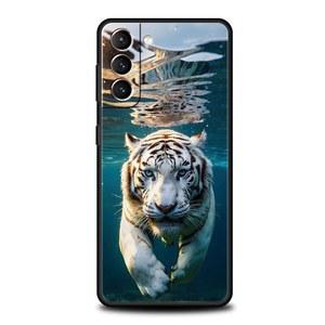 갤럭시 S25 S24 S23 S22 S21 울트라 S20 FE 5G S10 S10E 플러스 Tigre 늑대 사자 동물 블랙 커버에 대한 부드러운 T 전화 케이스 DS-JW