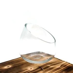 유리화분 화병 수반 N1012 (사선반원) 10x12cm