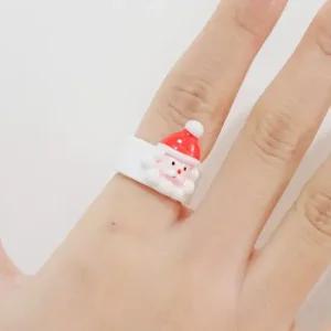 크리스마스 아크릴 반지 귀여워 화이트산타 크리스마스 장식 꾸미기 단체 어린이집 홈파티