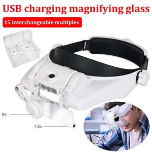 USB 충전식 안경 루페, 시계공 수리 도구, 납땜, 돋보기, 헤드밴드