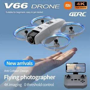 드론 새로운 V66 미니 4K 전문가용 HD 광각 카메라 WiFi FPV RC 고도 유지 헬리 접이식 콥터 어린이 장난감