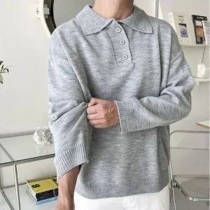 [라일리] Rly 오버핏 남자 니트 봄 가을 카라넥 남성 니트 스