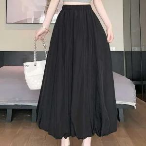 ONM 벌룬 밴딩 롱 스커트 여성 여름 쉬폰 데일리룩
