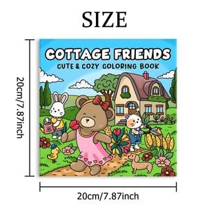 COTTAGE FRIENDS 성인을 위한 대담하고 쉬운 패턴 색칠하기 책 귀여운 파티와 생일을 완벽한 선물