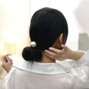 Jpar 심플 진주 방울 머리끈 여학생 여고생 머리띠 진주머리끈 방울머리끈 진주고무줄