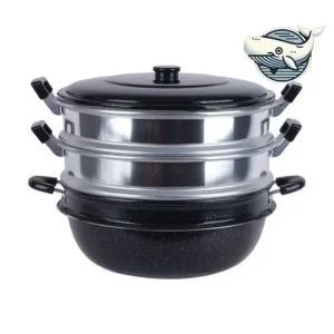 다용도 스팀조리 가마솥 36cm 특수코팅 3단 가마솥 편수 양수 찜솥 3단찜솥 만두찜 찜판