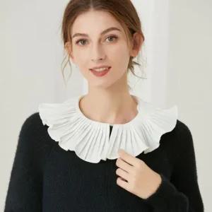 이너셔츠 쉬폰 넥케이프 러블리 페이크 플리츠 카라 넥카라 랩블라우스 레이어드카라 빅카라