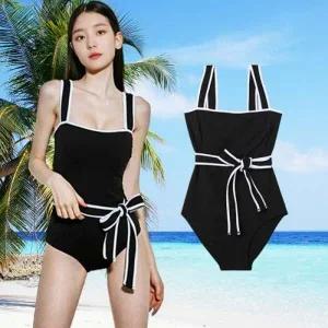 리본 원피스 수영복 라인 워터파크 패션 비치웨어 나시 온나핏 캡 내장