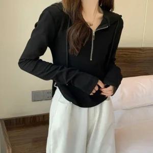 데일리 긴팔티셔츠 스탠다드핏 후드 반집업 2컬러 (46mCQ)