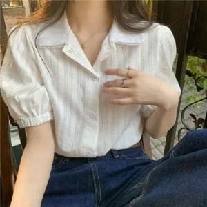 펀칭 레이스 페이크 카라 셔츠