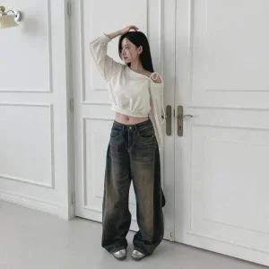 아트박스/신상오픈런 여성 힙무드 어깨 절개 스트랩 골지 후드 집업