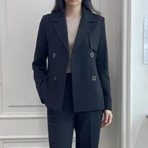 아트박스/신상오픈런 여성 클래식 더블 버튼 벨트付き 카라 자켓