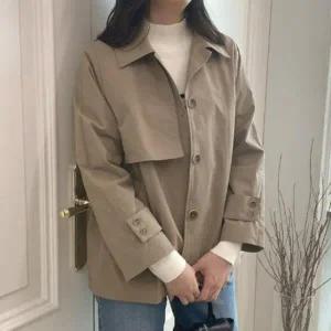 아트박스/신상오픈런 여성 클래식 면 나일론 숏 사파리 트렌치 코트