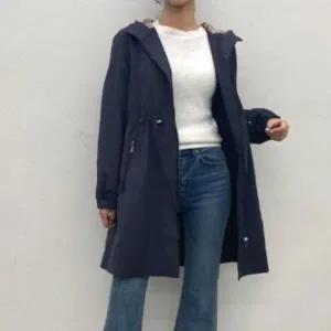 아트박스/신상오픈런 여성 체크 패턴 후드 스트링 사파리 재킷
