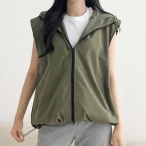 후드 민소매 바람막이 조끼 데일리 캐주얼 베스트 (WFJXRGE)