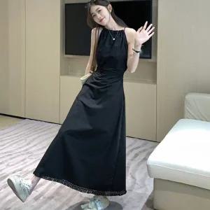 여자 홀터넥 뒷트임 스트랩 포인트 나시 롱 원피스