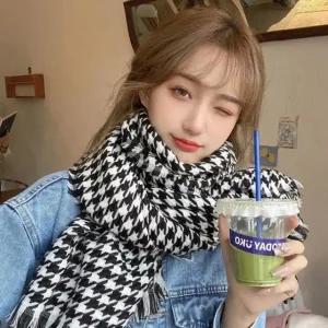 패션소품 머플러 하운드 체크 베이직 스카프 목도리 데일리 기본 (WFJX34Q)