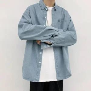 [다잇템]남녀공용 데님 셔츠 진 롱슬리브 빅사이즈 셔츠