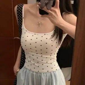 [신세계라이브쇼핑][옷자락] 여자 키치무드 땡땡이 캡내장 유넥 민소매티